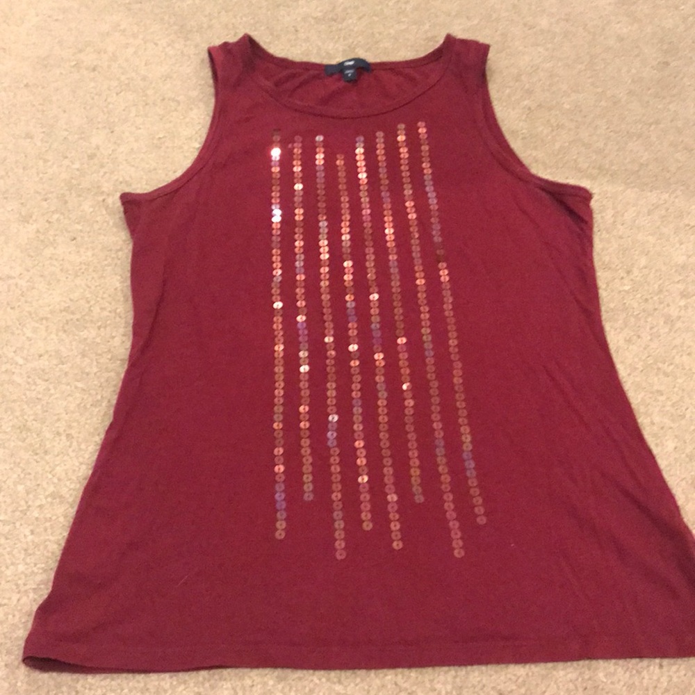Gap Maroon Sequin Tank Top!! Sz Small! Cute!